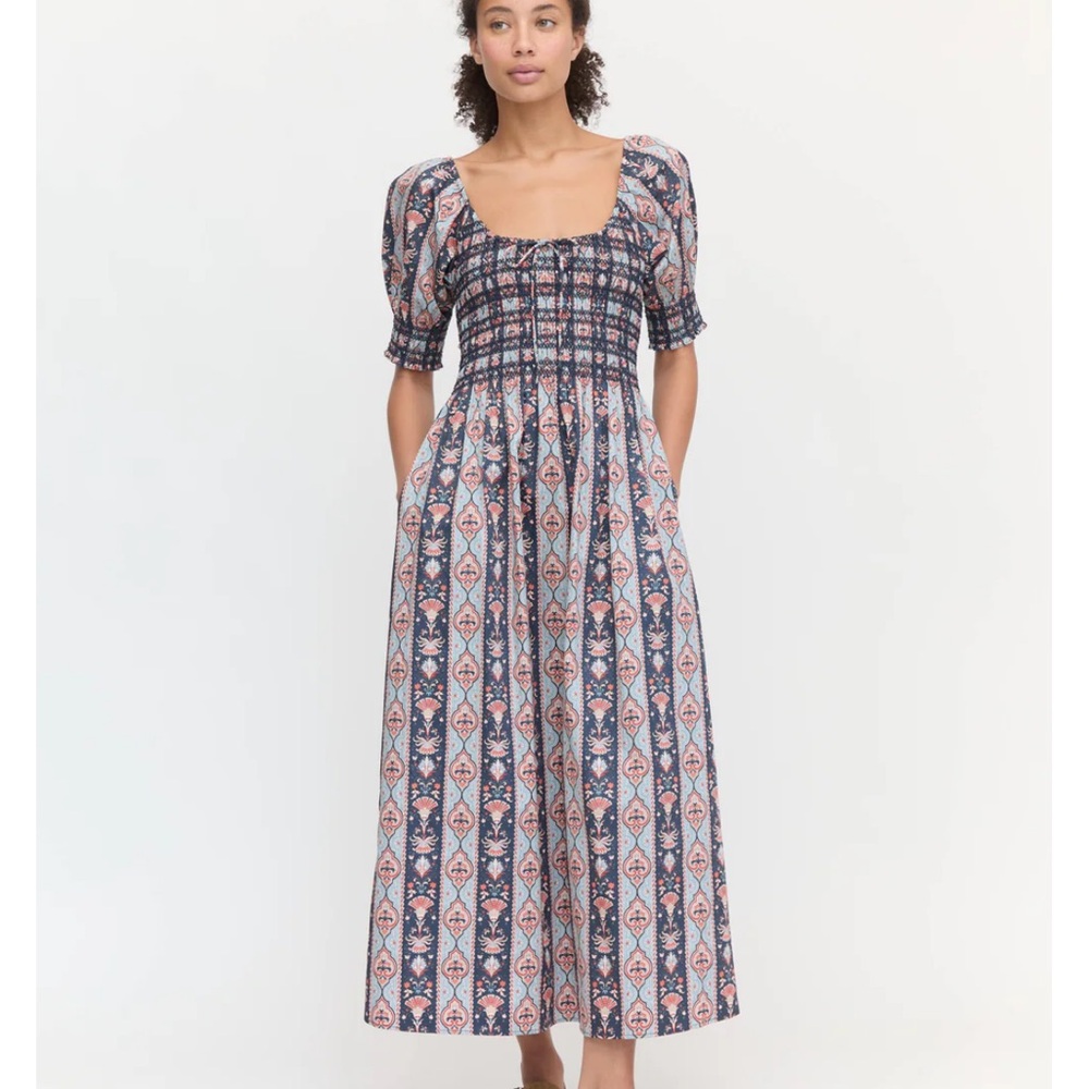 Hill House Home Madeline Nap Dress Navy Emma Stripe